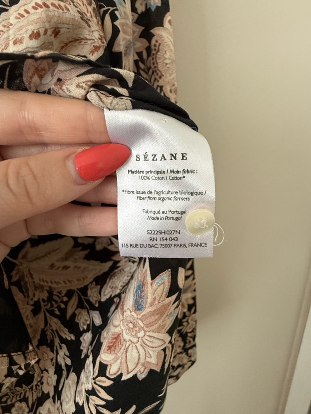 NWT - Sezane - Pierro Shirt - Black / Floral Print - Picture 6 of 11